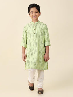 Fabindia - Green Viscose Silk Printed Long Kurta