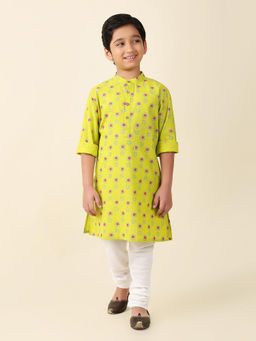 Fabindia - Green Cotton Printed Long Kurta