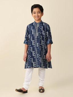 Fabindia - Blue Cotton Printed Long Kurta