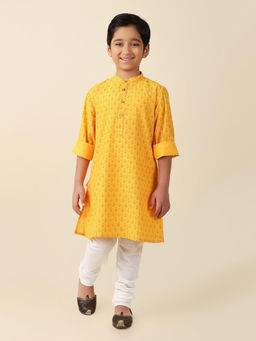 Fabindia - Yellow Cotton Hand Block Printed Long Kurta