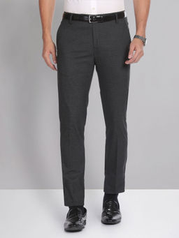 AD By Arvind - Geometric Patterned Smart Flex Trouser Grey