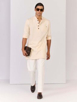 S&N by Shantnu Nikhil - Light Peach Bamboo Cotton Kurta