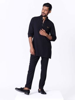 S&N by Shantnu Nikhil - Black Eagle Crested Kurta