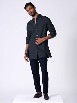 S&N by Shantnu Nikhil - Navy Adamas Shirt Style Kurta