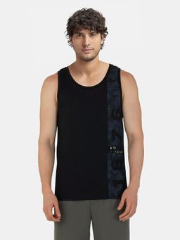 Jockey - 9928 Men Super Combed Cotton Rich Graphic Printed Tank Top - Black