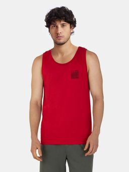 Jockey - 9928 Men Super Combed Cotton Rich Graphic Printed Tank Top - Shanghai Red