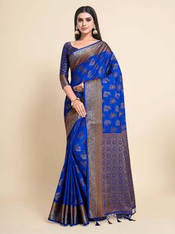 Mimosa - Women'S Kanjivaram Art Silk Saree With Unstiched Blouse