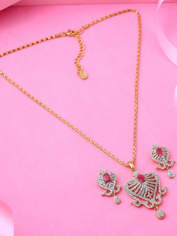 Estele - Gold Plated CZ Attractive Pendant Necklace for Women (Set of 2)