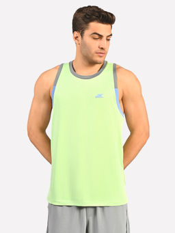 SKECHERS - Men Green Cut & Sew Performance Black Tank Tops
