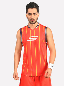 SKECHERS - Men Orange Basketball V Neck Tank Top