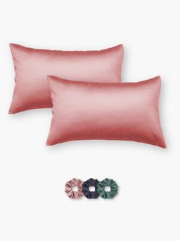 SEEVO - Pink Satin Pillow Covers - 17 x 27 Inches (Set of 2) (Free Size)