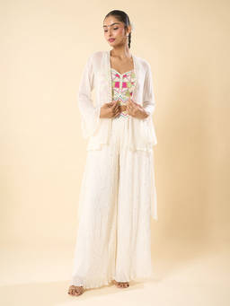 Samyukta Singhania - Hand Embroidered Blouse with Palazzo and Jacket