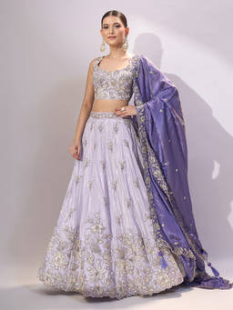 Samyukta Singhania - Embroidered Lavender Lehenga with Blouse and Dupatta
