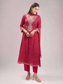 Samyukta Singhania - Bandhani Print Pink Kurta with Pant and Dupatta