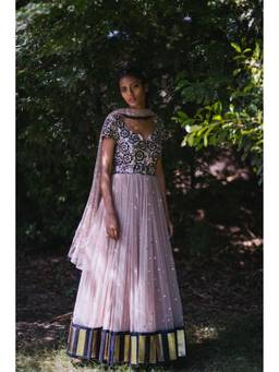 Mani Bhatia - Pink Anarkali with Dupatta and Belt