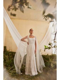 Mani Bhatia - Ivory Meadow Anarkali with Dupatta