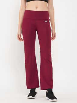 Clovia - Comfort-Fit High Waist Yoga Pants - Maroon