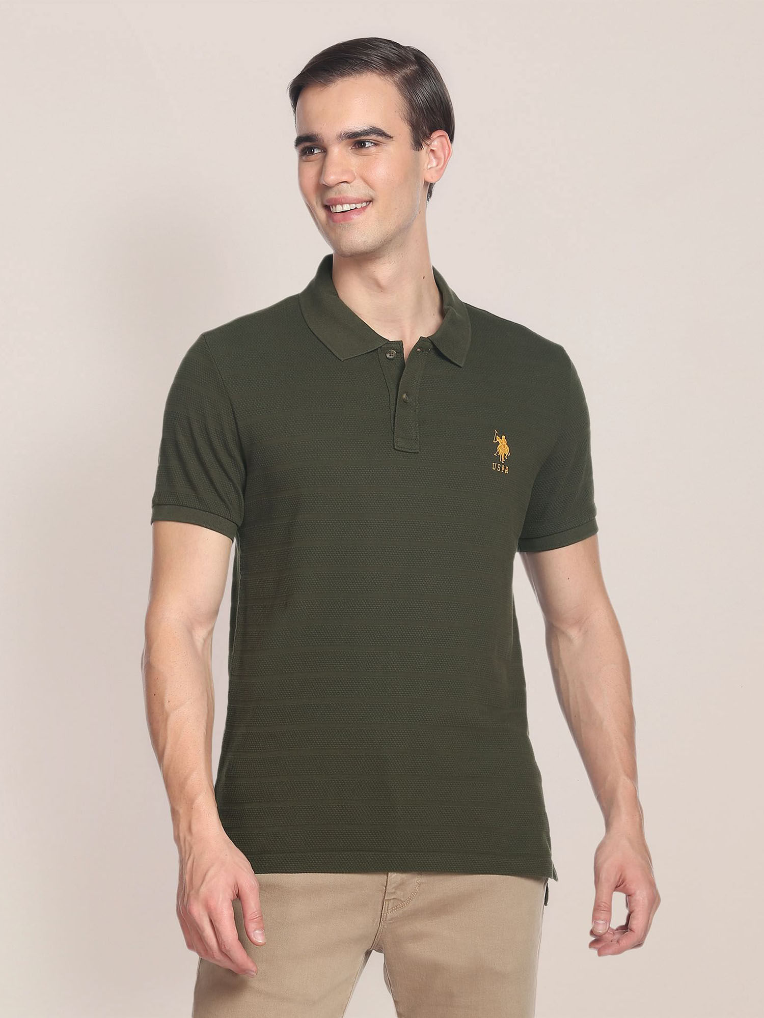 Buy U.S. POLO ASSN. Horizontal Stripe Patterned Knit Polo Shirt Online