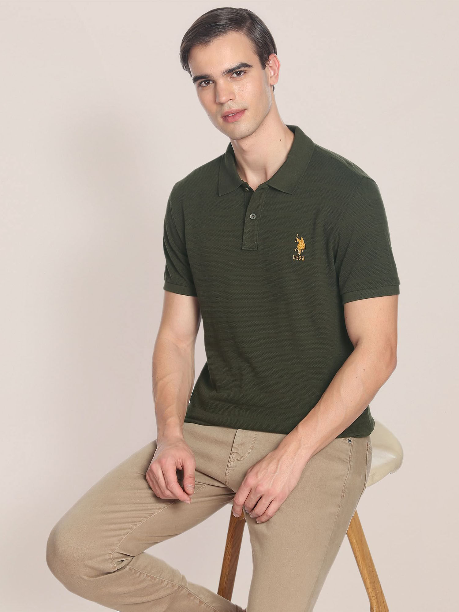 Buy U.S. POLO ASSN. Horizontal Stripe Patterned Knit Polo Shirt Online