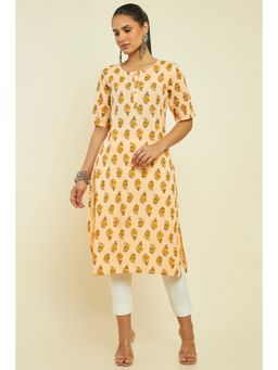 Soch - Women Peach Rayon Printed Kurta