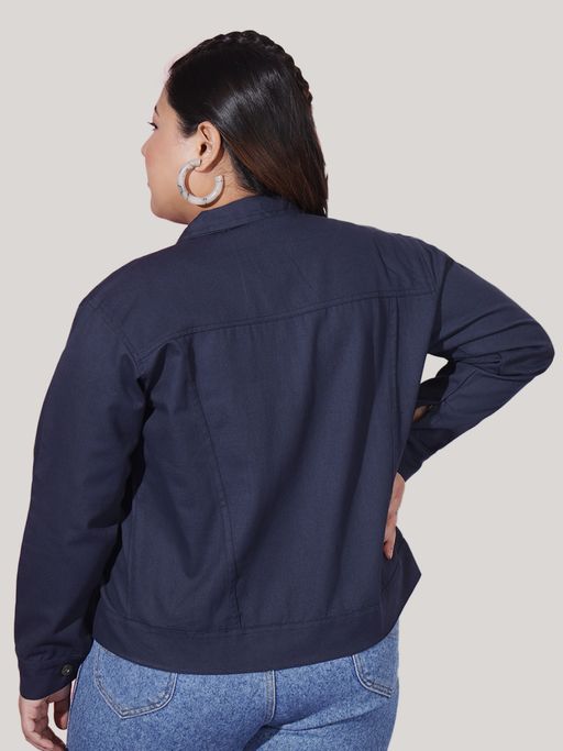 Buy Buynewtrend Twill Denim Navy Blue Plus Size Women Regular