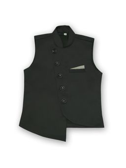 AJ Dezines - Kids Suiting Blend Waistcoat For Boys - Green