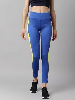 Alcis - Women Cobalt Blue Colorblock Anti Static Slim Fit Full Length Sports Tights