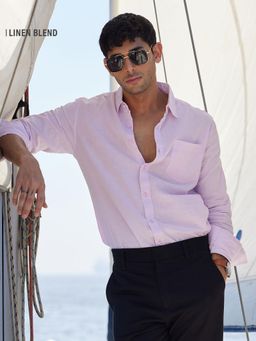 The Souled Store - Cotton Linen: Orchid Purple Cotton Linen Shirts