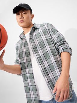 The Souled Store - Plaid: Green-White Men Relaxed Shirts