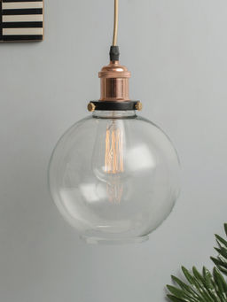 Homesake - Industrial Glass Globe Pendant Light Rose Gold