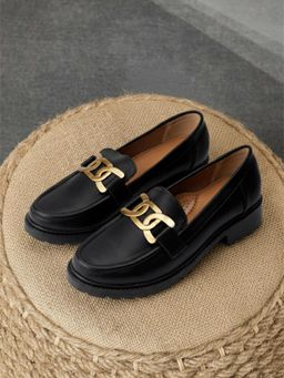 Indifeet - Black Stylish and Chunky Embellished Loafers