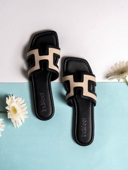 Indifeet - Black and White Trendy and Casual Dual Tone Flats