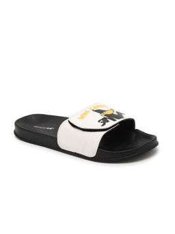 Bewakoof - Men's Black Daffy Who Cares Printed Velcro Sliders
