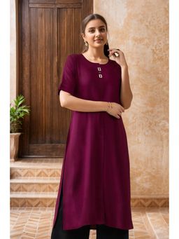 Soch - Women Maroon Viscose Solid Kurta