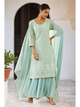 Soch - Women's Powder Blue Georgette Salwar Suit with Sequins (Set of 3)