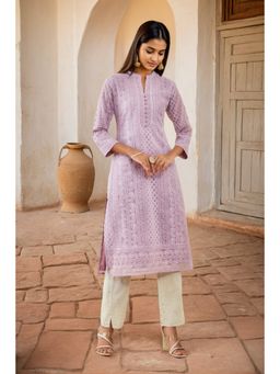 Soch - Purple Georgette Embroidered Kurta with Chikankari Work
