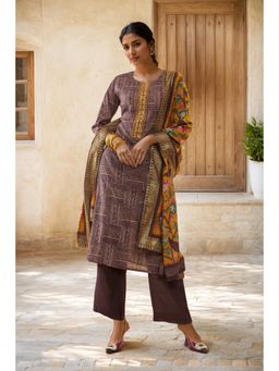 Soch - Women Purple Cotton Printed Kurta with Pant & Dupatta (Set of 3)