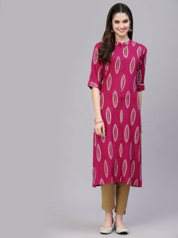 Stylum - Womens Block Printed Rayon A-Line Kurta