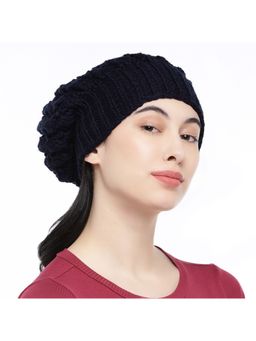 Magic Needles - Women Navy Blue Handknitted Beanie