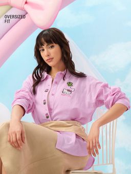 The Souled Store - Official Hello Kitty: Very Plaid Womens Boyfriend Shirt