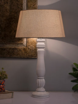 Homesake - Victorian White Table Lamp Khadi Shade