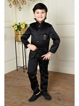 BT DEZINES - Boys Black Satin Jodhpuri Suit (Set of 2)