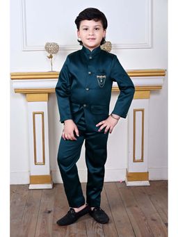BT DEZINES - Boys Royal Blue Satin Jodhpuri Suit (Set of 2)