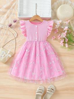Oh Rare - Girls Pink Printed Princess Party Dress