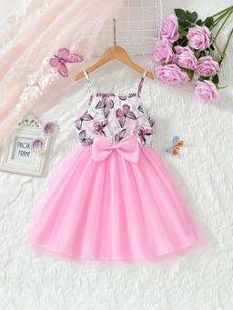 Oh Rare - Girls Pink Puffy Spaghetti Strap Princess Party Dress
