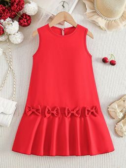 Oh Rare - Girls Red Sleeveless Bow A-Line Party Dress