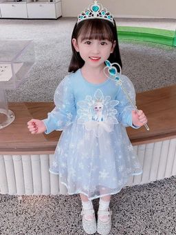 Oh Rare - Girls Blue Elsa Aisha Frozen Long Sleeves Super Fairy Tulle Princess Dress
