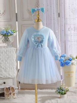 Oh Rare - Girls Blue Elsa Frozen Tulle Party Dress with Headband