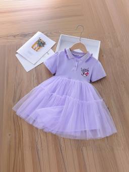 Oh Rare - Girls Lavender Kuromi Collar Neck Party Dress