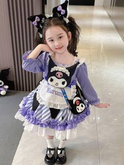 Oh Rare - Girls Multi-Color Printed Kuromi Cartoon Party Dress